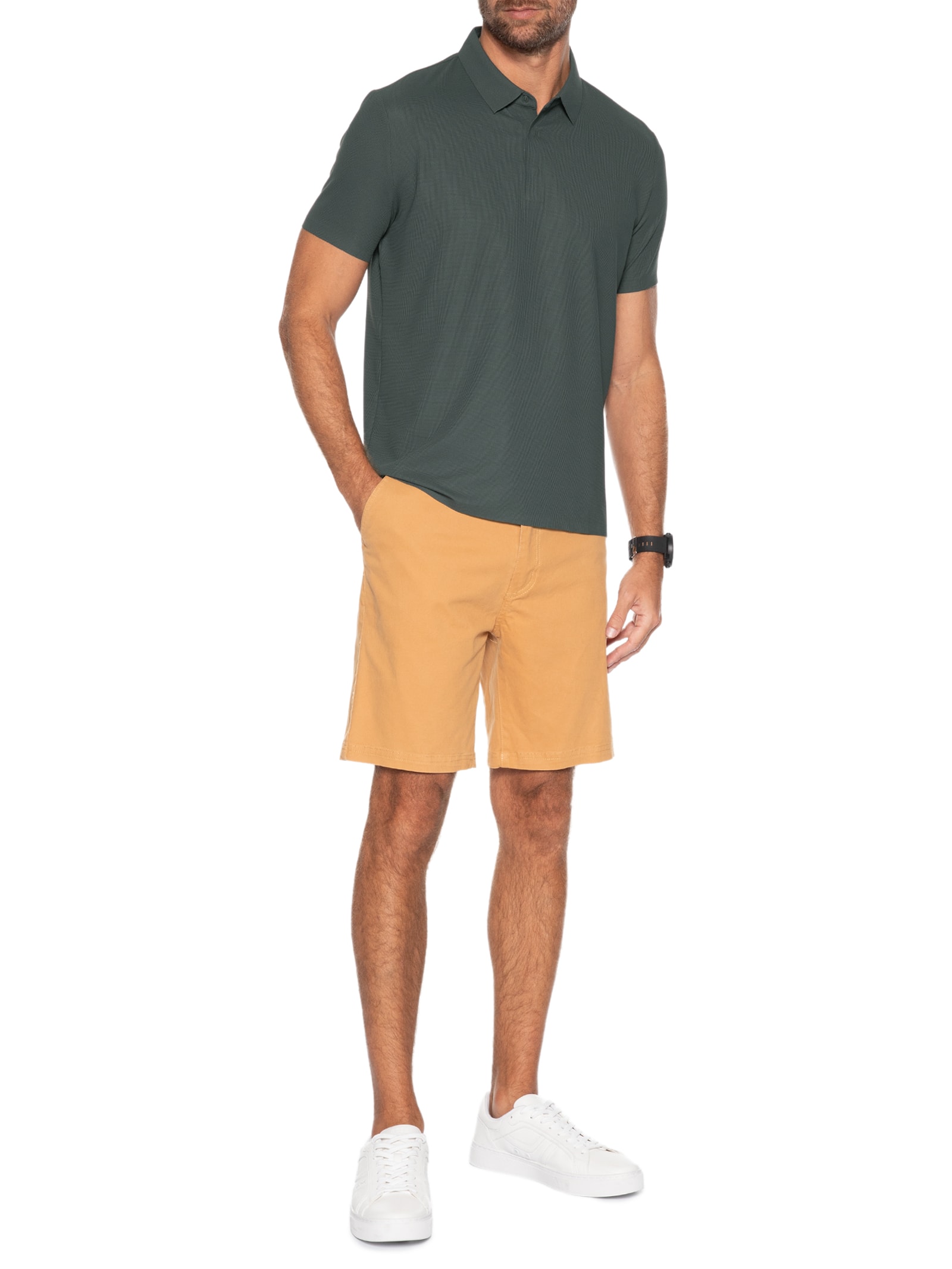 Polo Masculina Poliamida Não Amassa – Verde '2 Essential