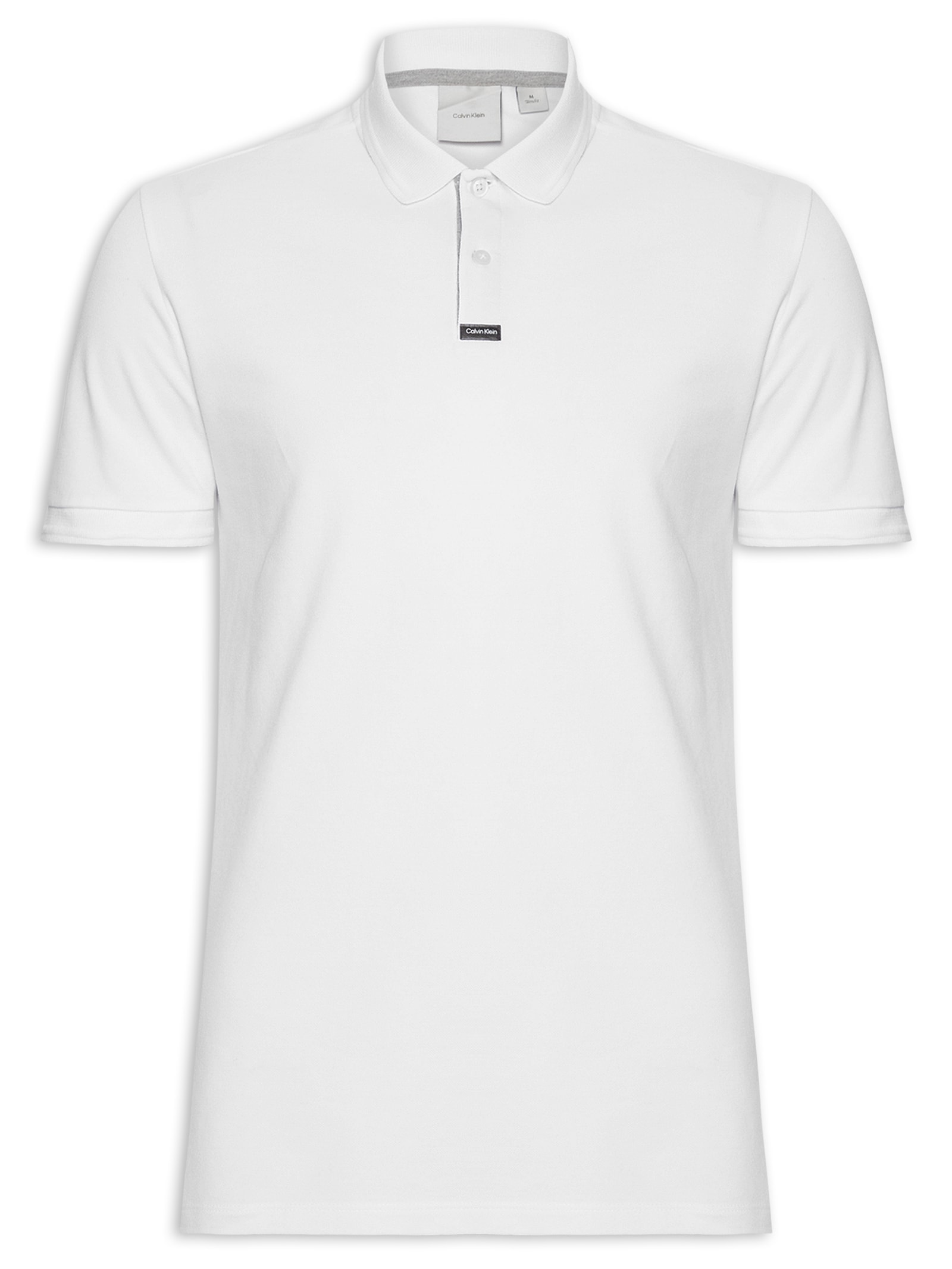 Polo Masculina Premium em Piquet Duplo Branco Calvin Klein - White Label