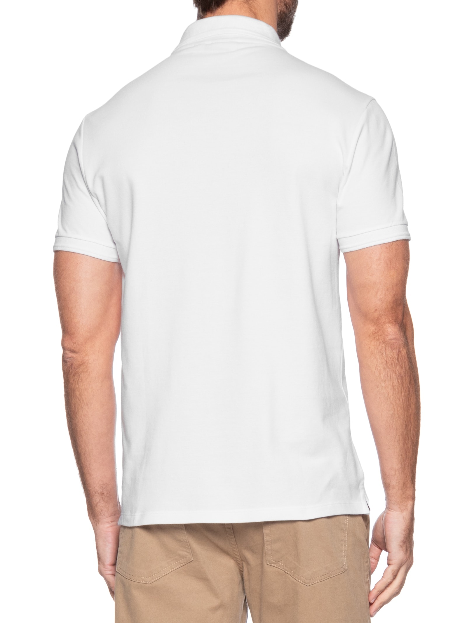 Polo Masculina Premium em Piquet Duplo Branco Calvin Klein - White Label