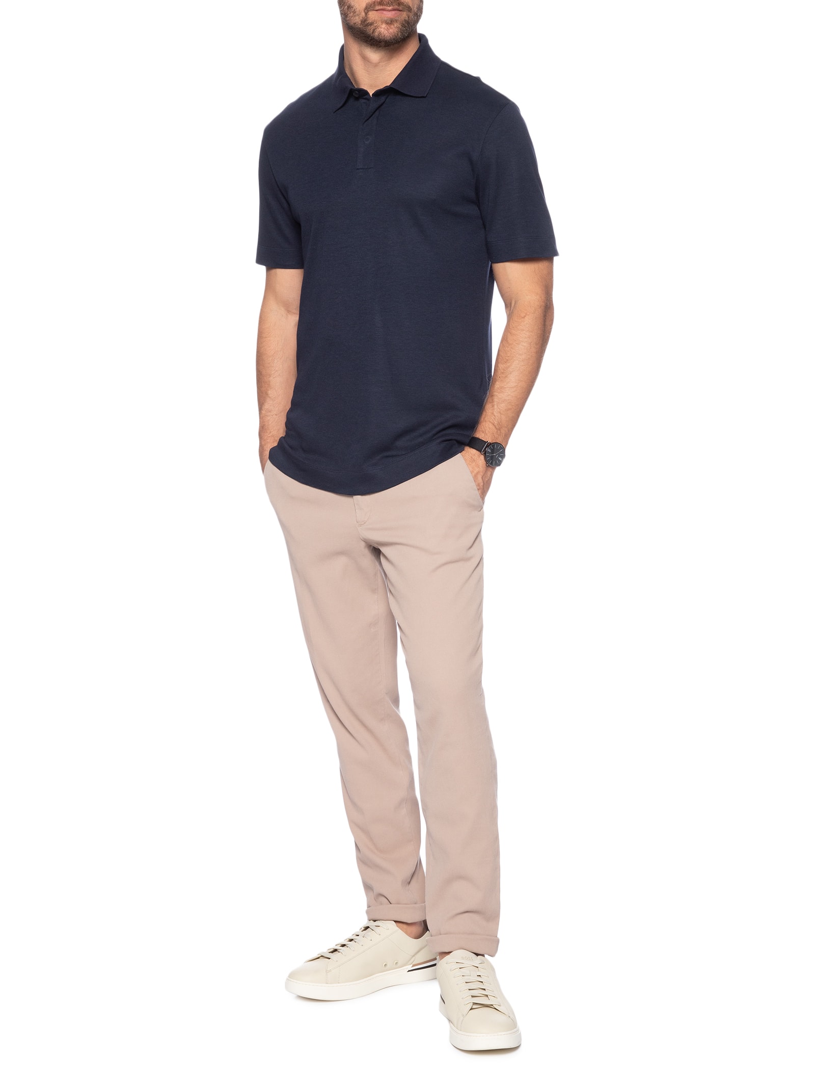 Polo Masculina Press Azul Boss