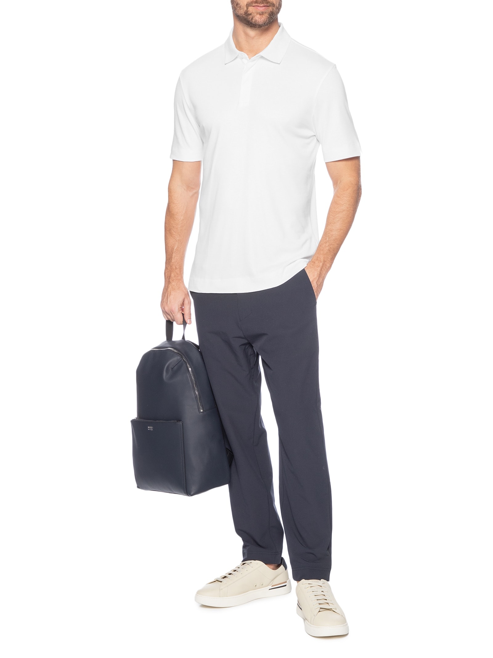 Polo Masculina Press Branco Boss