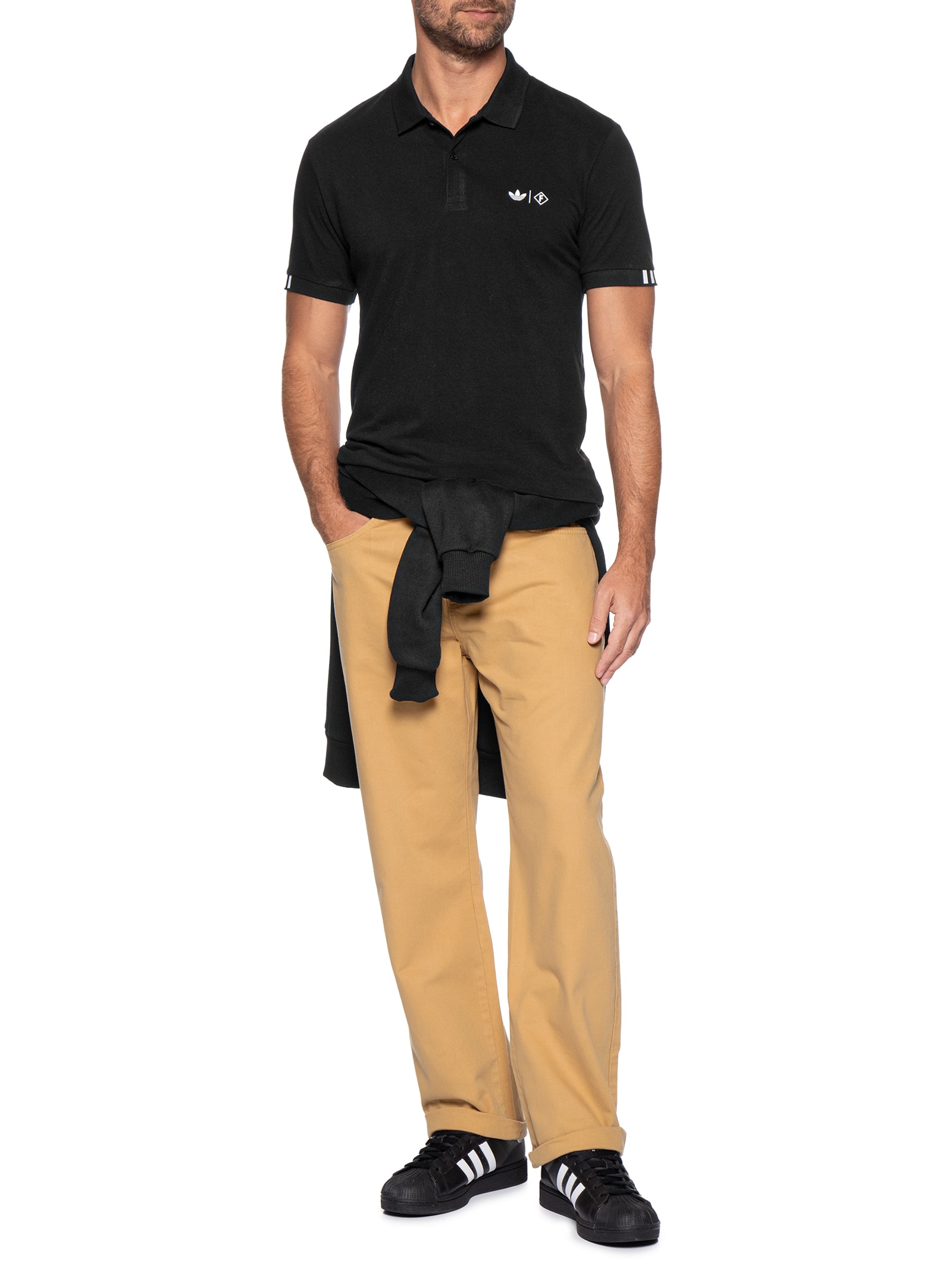 Polo Masculina Preto Forum + Adidas