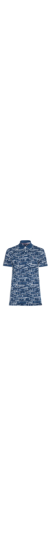Polo Masculina Regular Fit AOP Flags - Azul