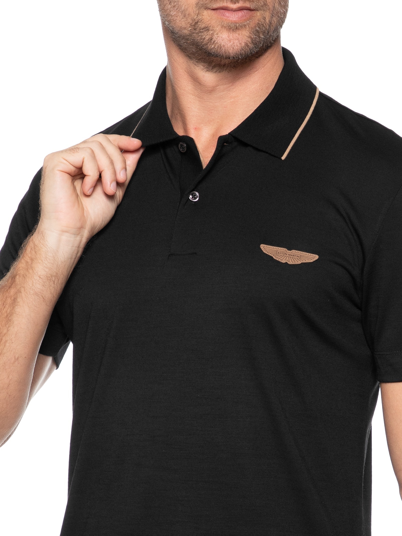Polo Masculina Regular Fit Aston Martin Preto Boss