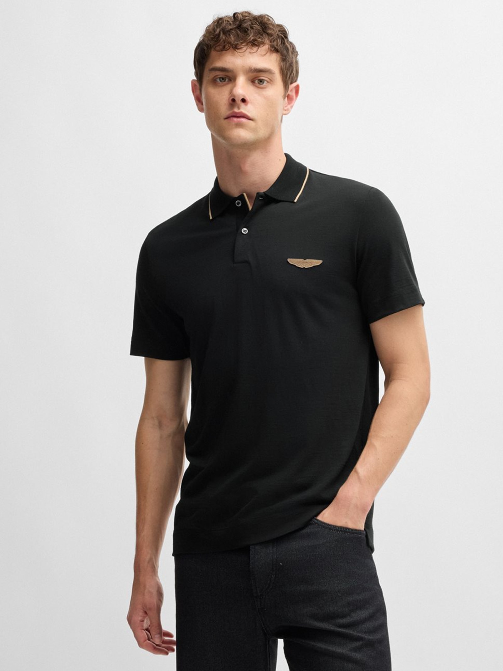 Polo Masculina Regular Fit Aston Martin Preto Boss