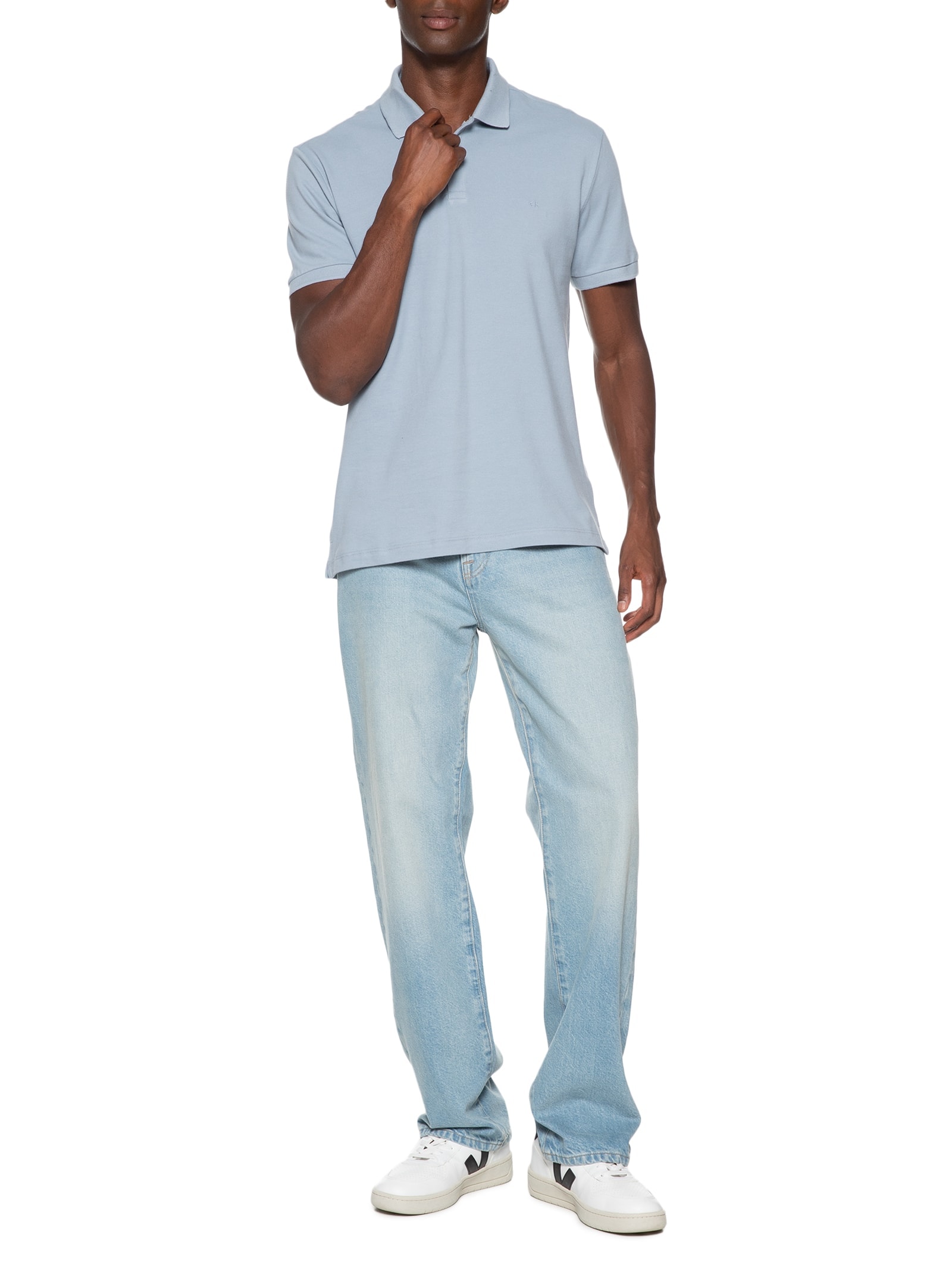 Polo Masculina Regular Fit Básica Azul Calvin Klein - White Label