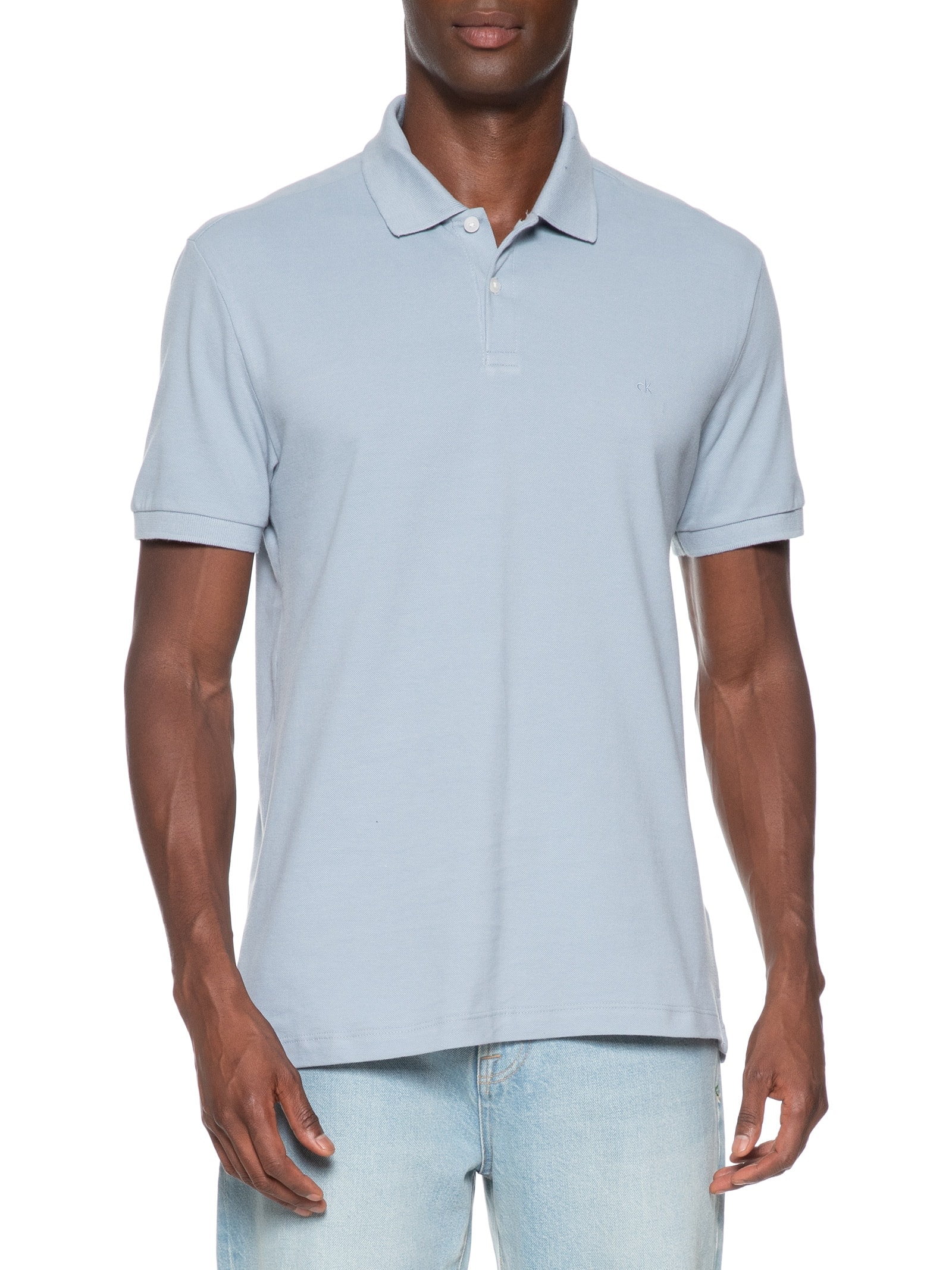 Polo Masculina Regular Fit Básica Azul Calvin Klein - White Label