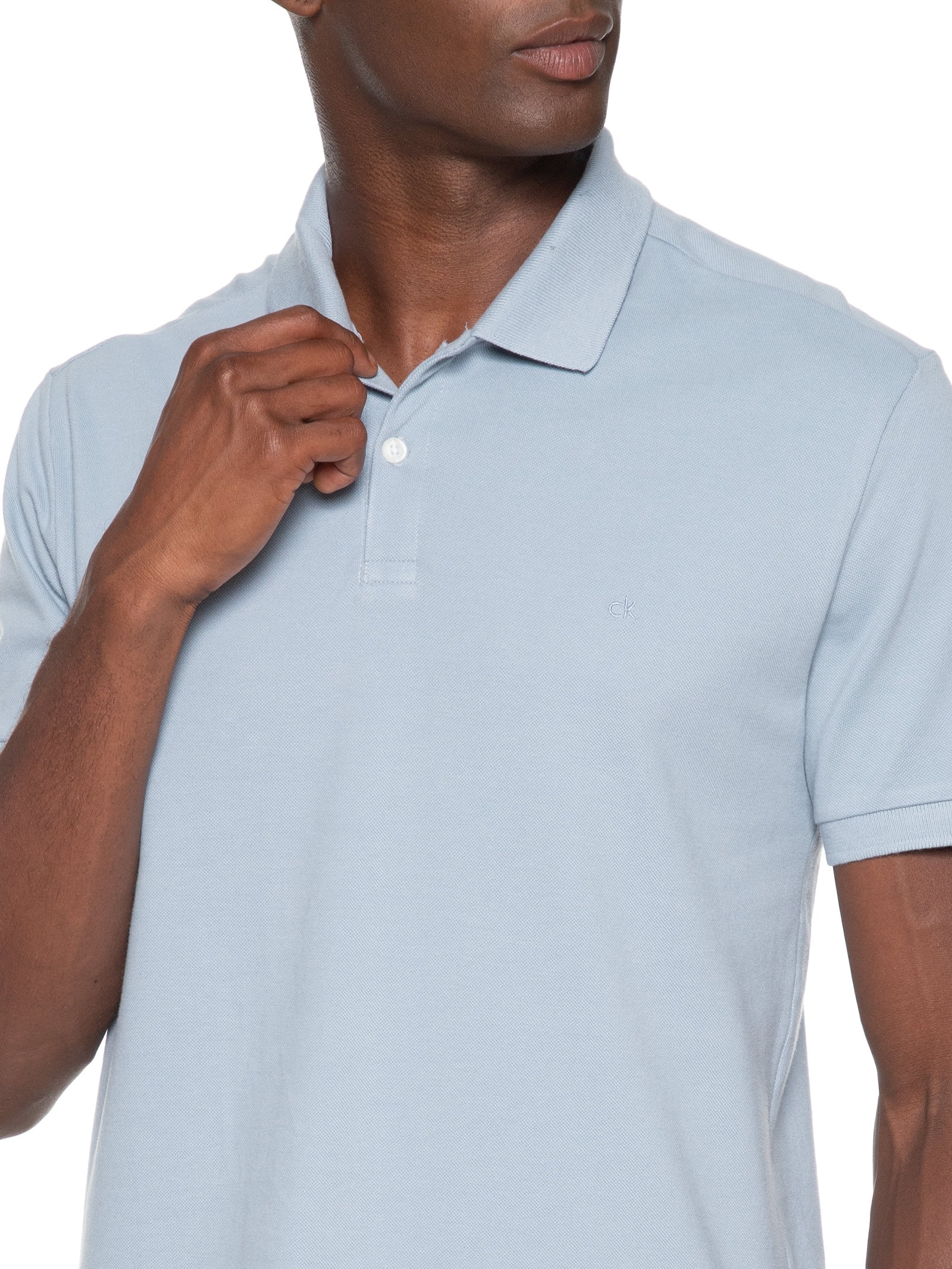 Polo Masculina Regular Fit Básica Azul Calvin Klein - White Label
