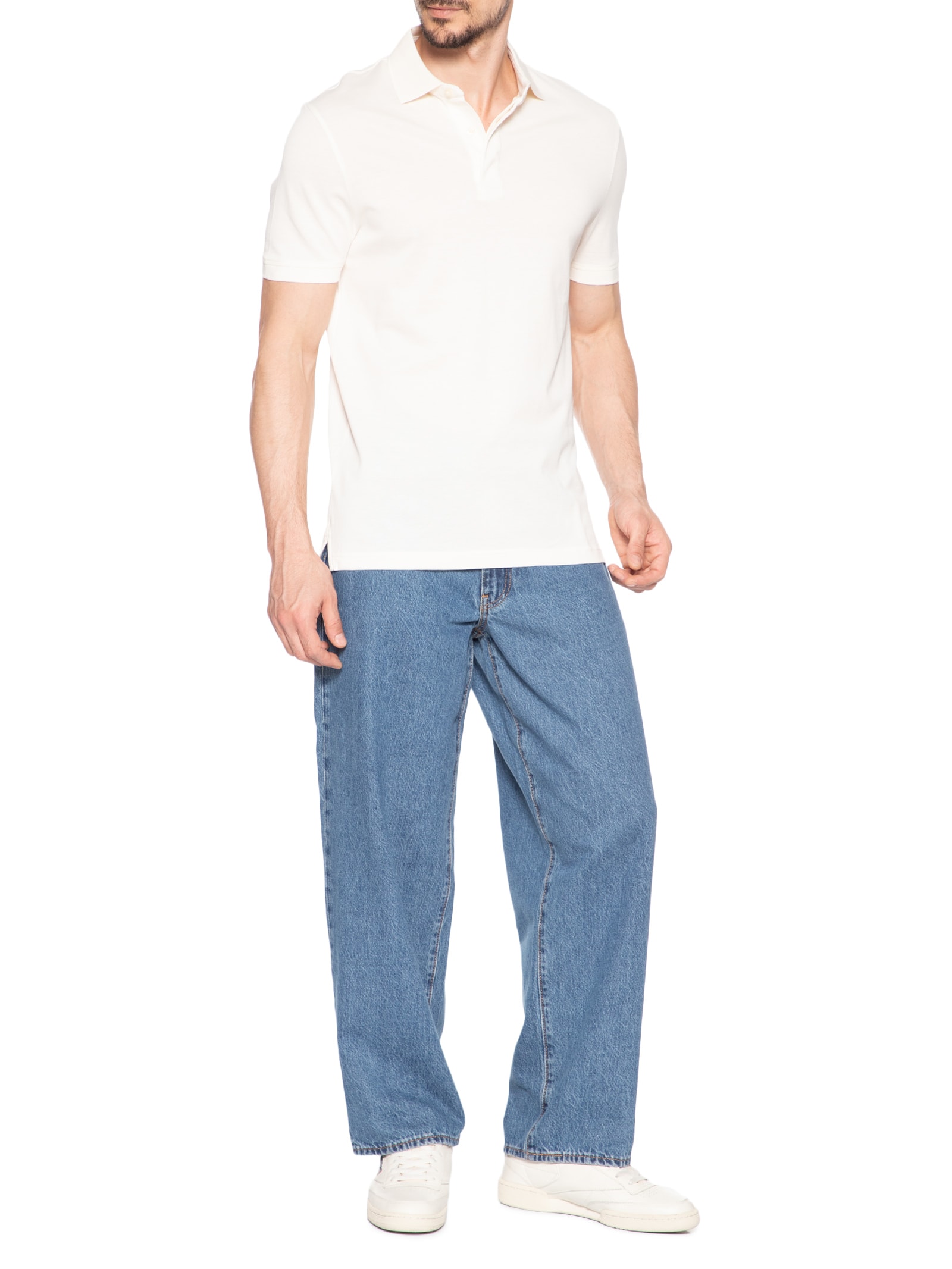 Polo Masculina Regular Fit Básica Hidden Em Algodão Branco Tommy Hilfiger