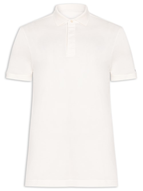 Polo Masculina Regular Fit Básica Hidden Em Algodão – Branco