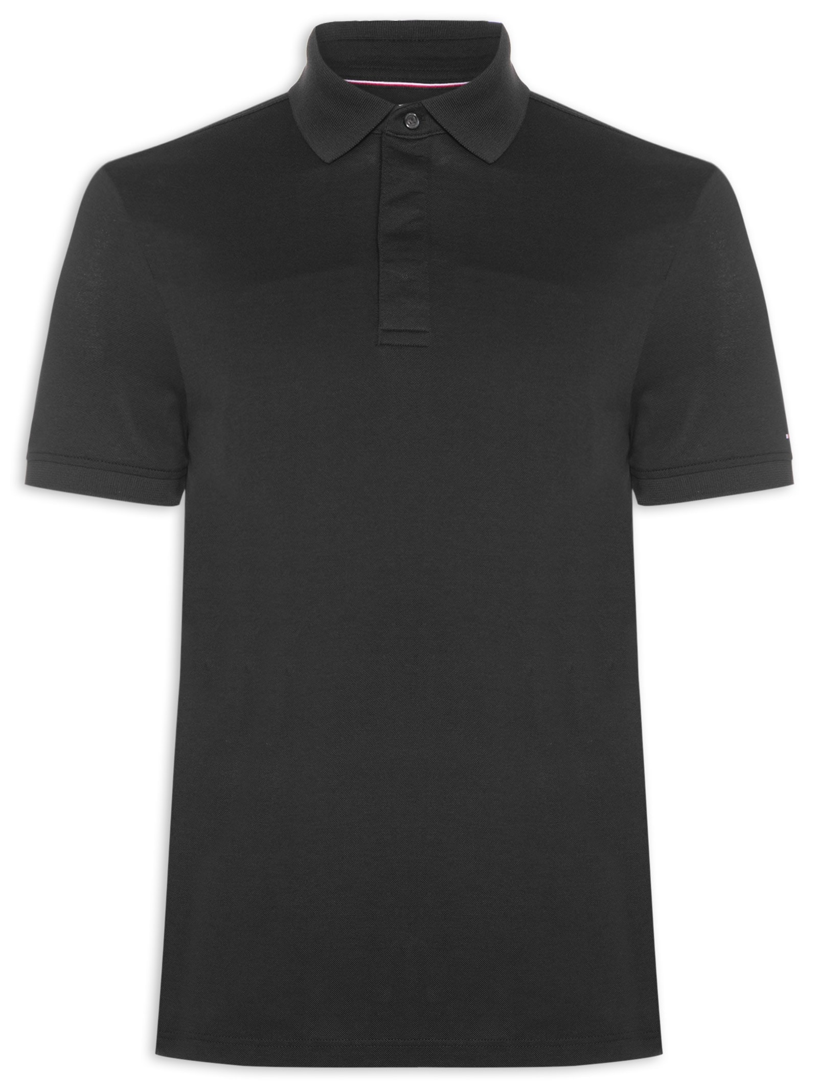 Polo Masculina Regular Fit Básica Hidden Em Algodão Preto Tommy Hilfiger