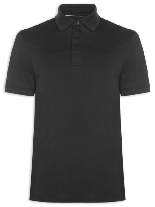 Polo Masculina Regular Fit Básica Hidden Em Algodão – Preto