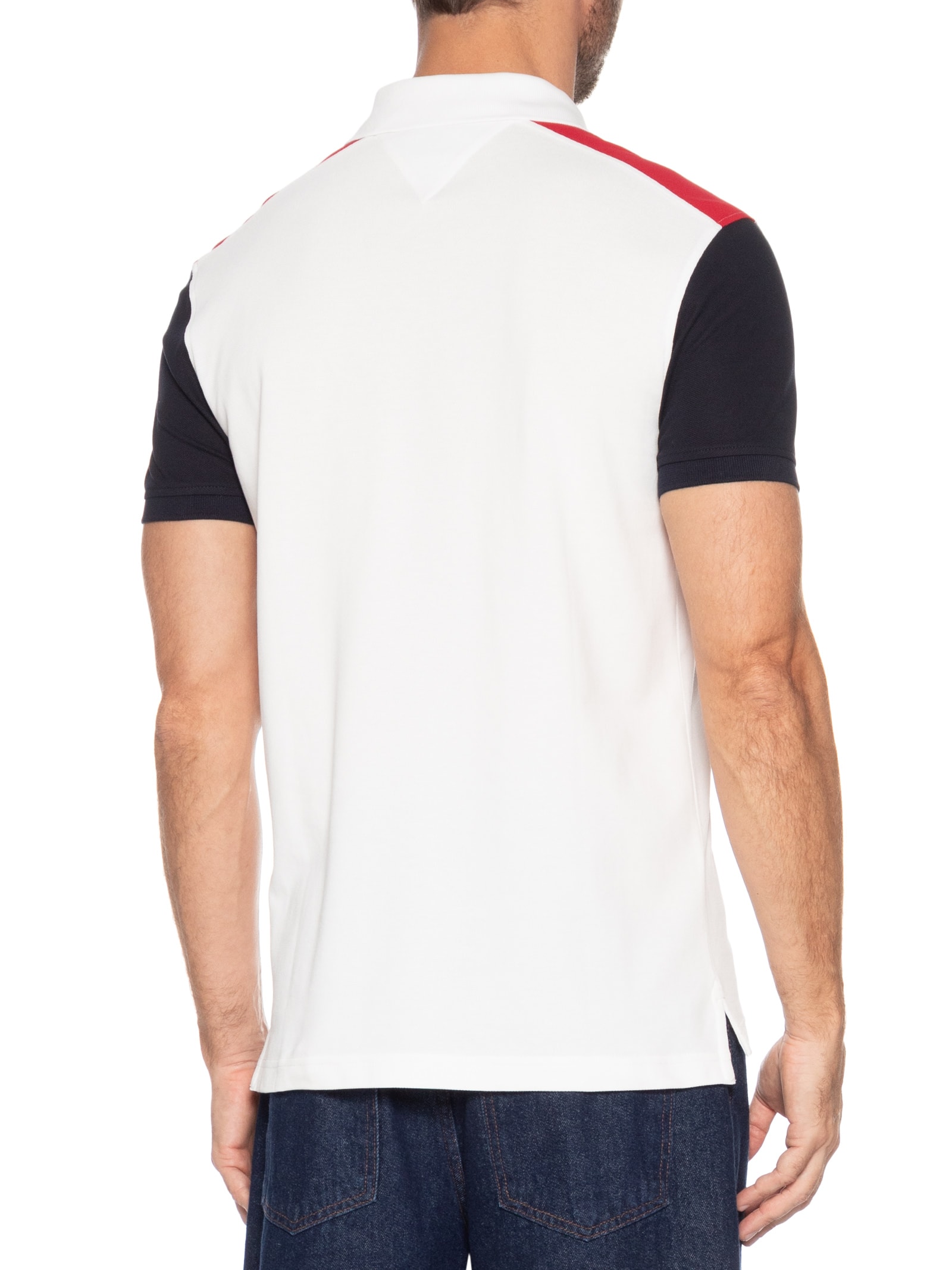 Polo Masculina Regular Fit Blocking Branco Tommy Hilfiger