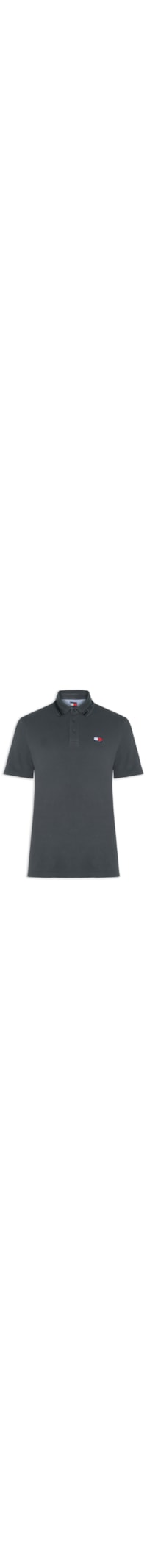 Polo Masculina Regular Fit Branded Neck - Cinza