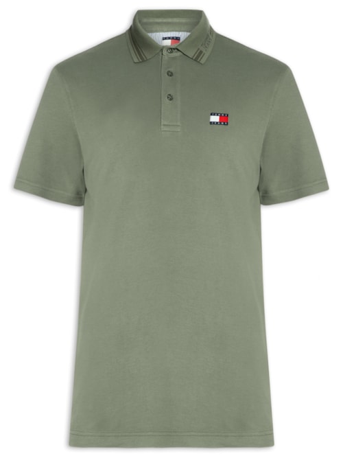 Polo Masculina Regular Fit Branded Neck – Verde