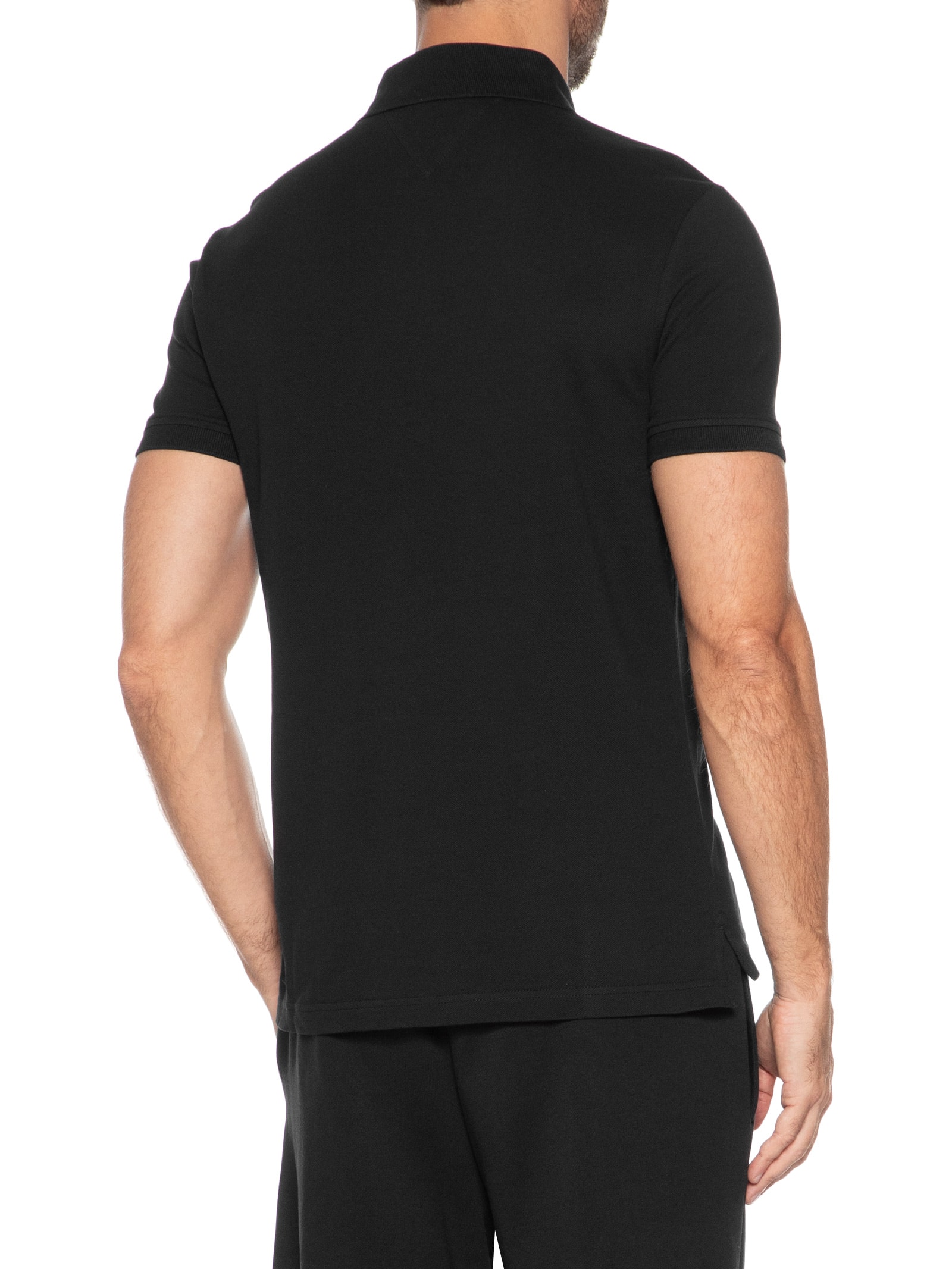Polo Masculina Regular Fit Chest Insert Em Algodão Preto Tommy Hilfiger