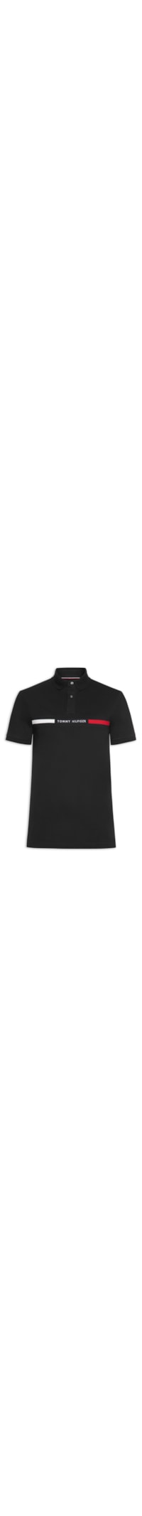 Polo Masculina Regular Fit Chest Insert Em Algodão - Preto