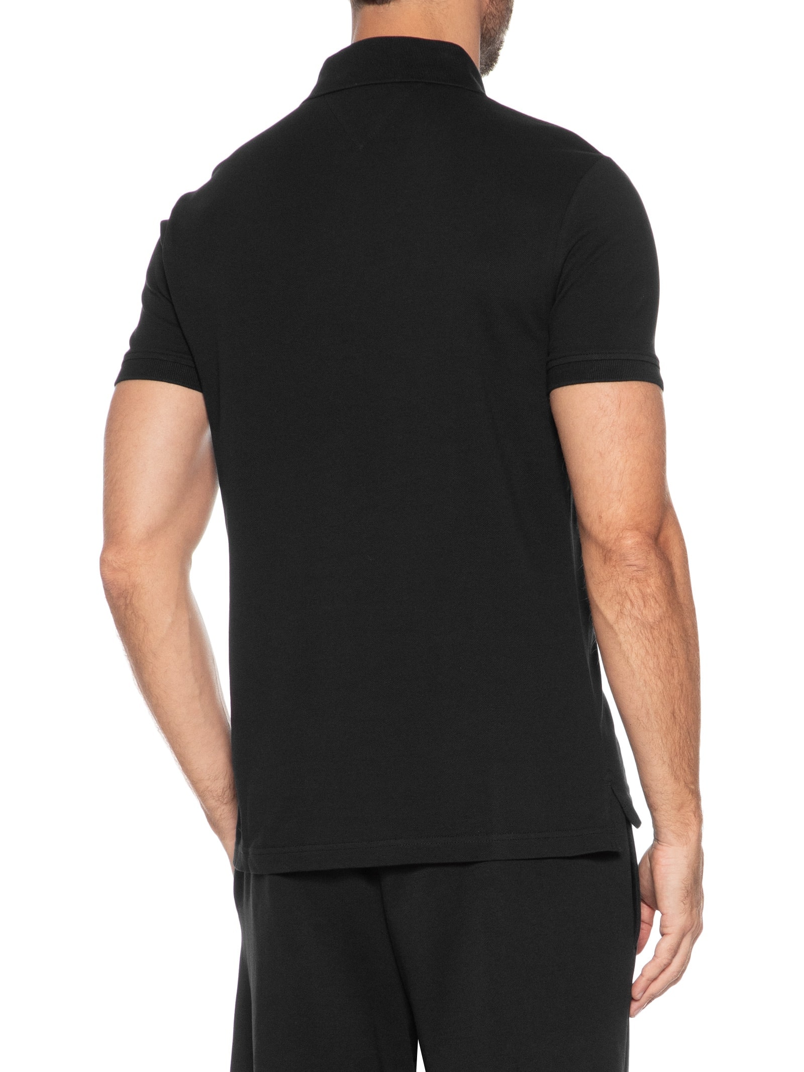 Polo Masculina Regular Fit Chest Insert Em Algodão Preto Tommy Hilfiger