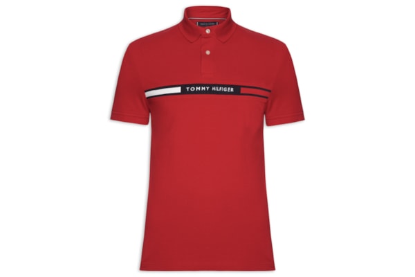 Polo Masculina Regular Fit Chest Insert - Vermelho