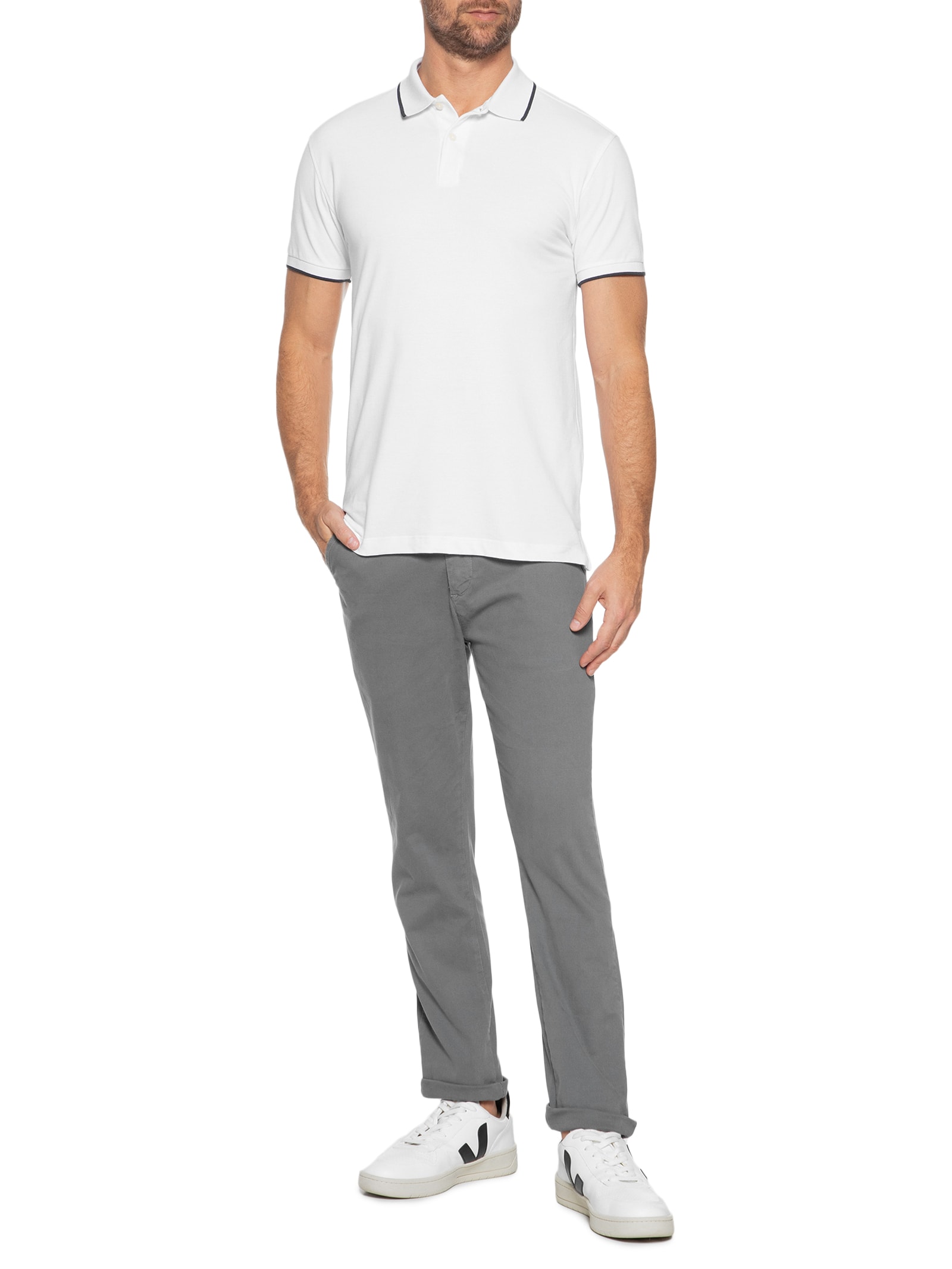 Polo Masculina Regular Fit Classic 1 Friso Branco Aramis