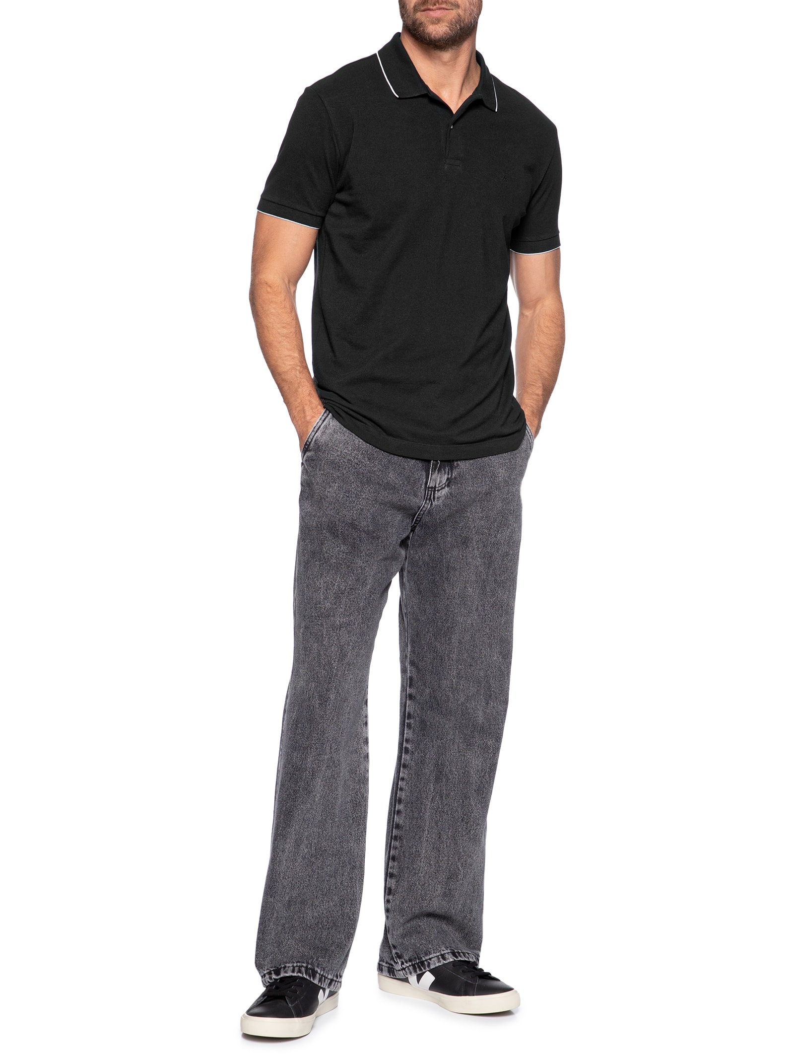 Polo Masculina Regular Fit Classic 1 Friso Preto Aramis