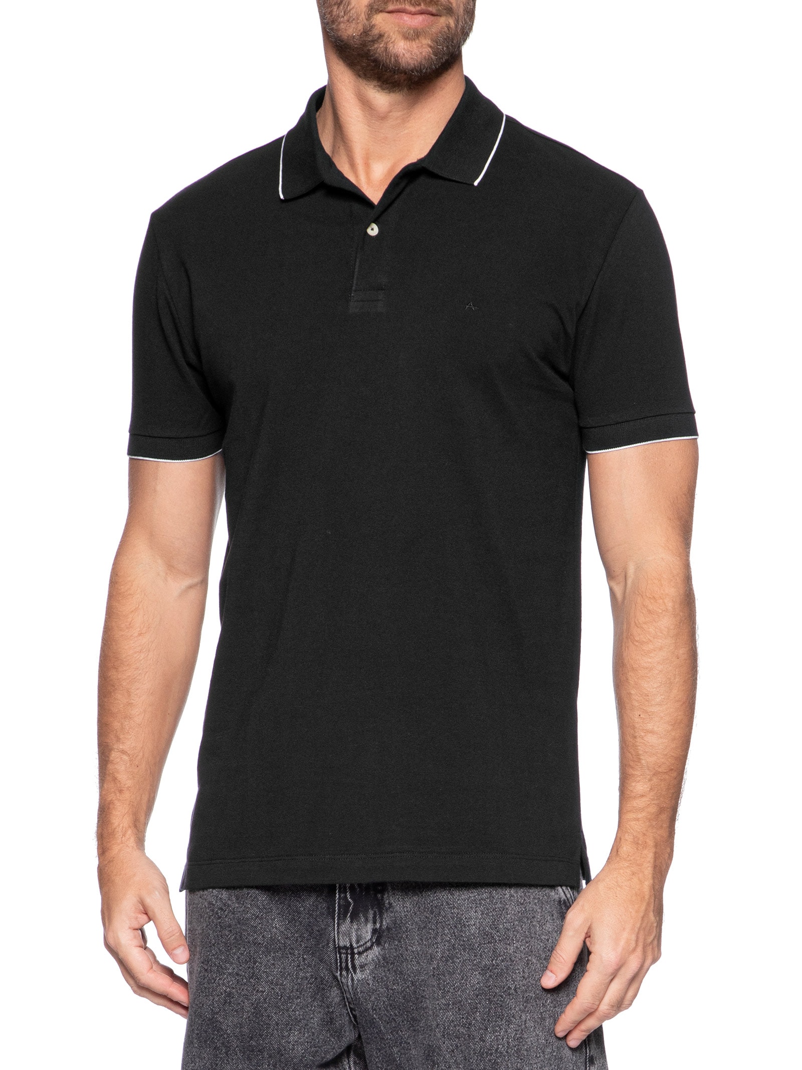 Polo Masculina Regular Fit Classic 1 Friso Preto Aramis