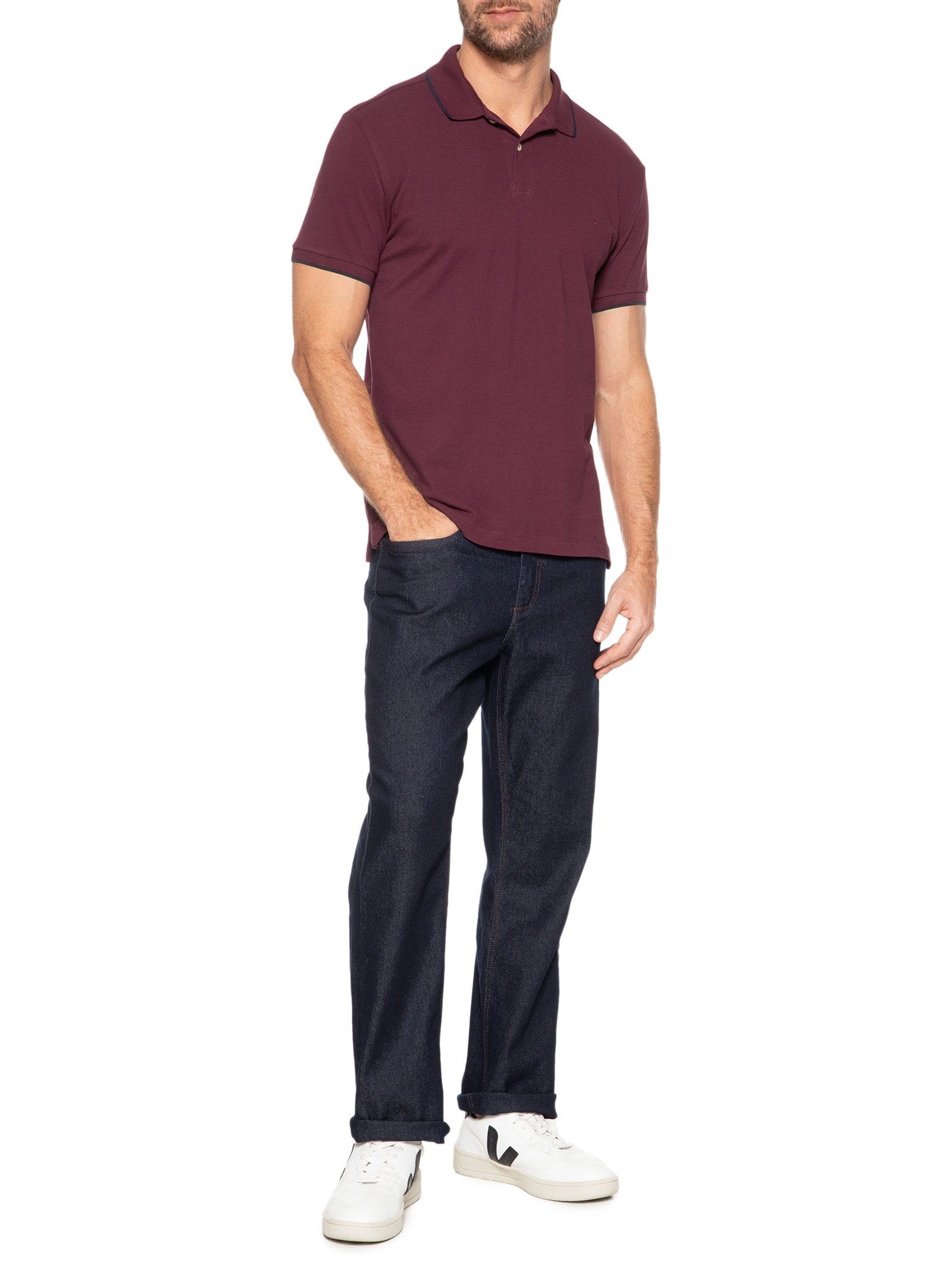 Polo Masculina Regular Fit Classic 1 Friso Vinho Aramis