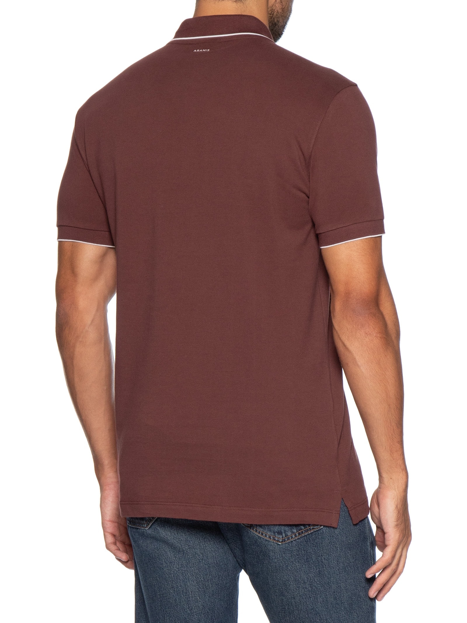 Polo Masculina Regular Fit Classic com Friso Vermelho Aramis