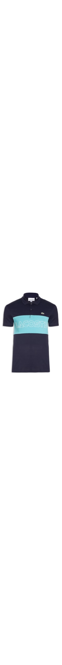 Polo Masculina Regular Fit Colorblock Em Piquet Stretch - Azul