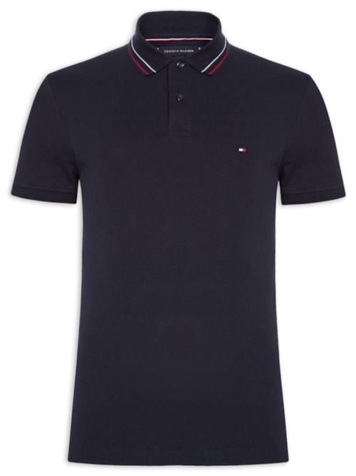 Polo Masculina Regular Fit Com Detalhe Gola E Vista – Azul