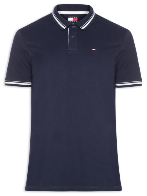 Polo Masculina Regular Fit Com Friso – Azul