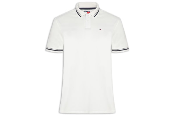 Polo Masculina Regular Fit Com Friso - Branco