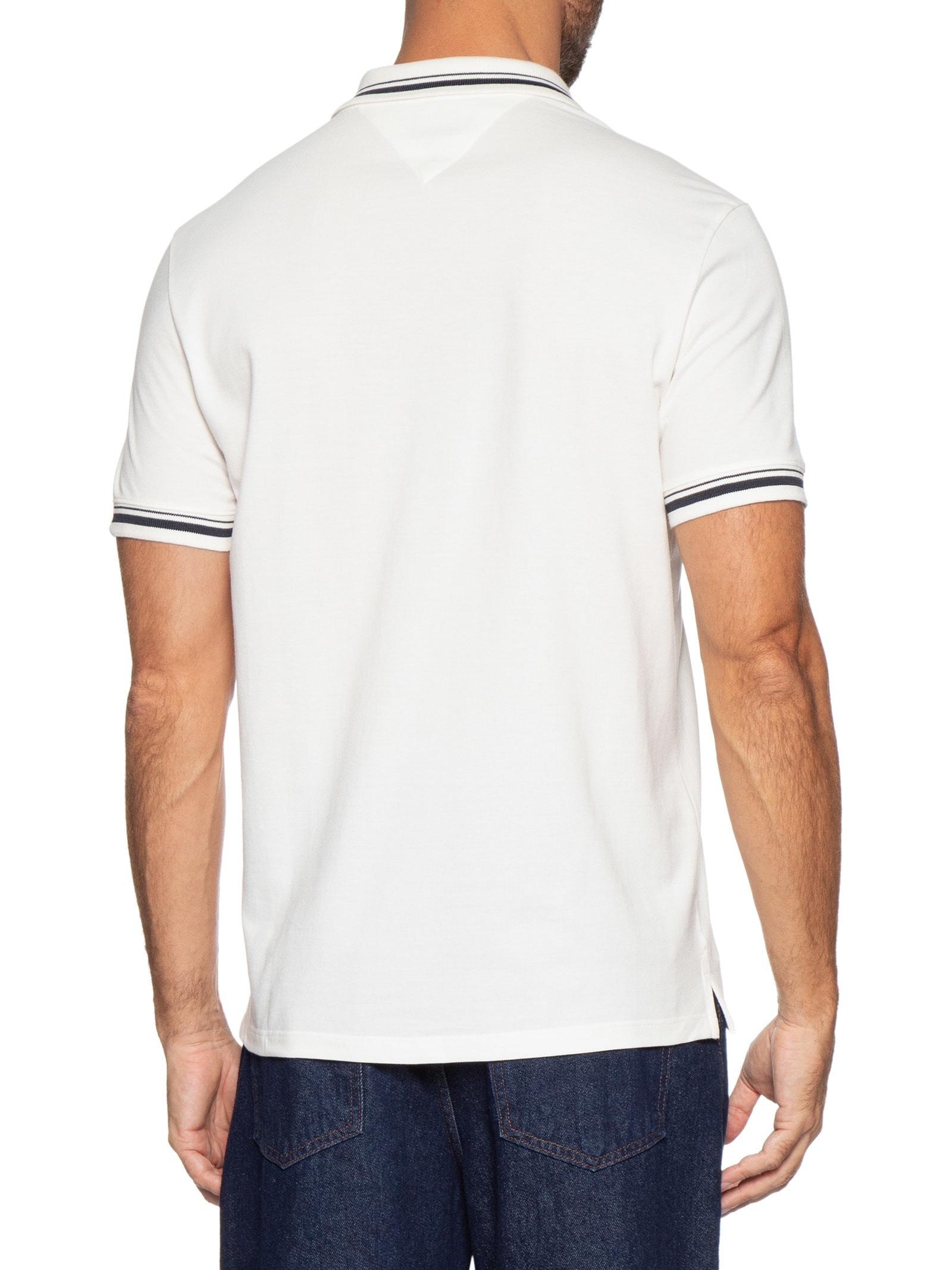 Polo Masculina Regular Fit Com Friso Branco Tommy Jeans