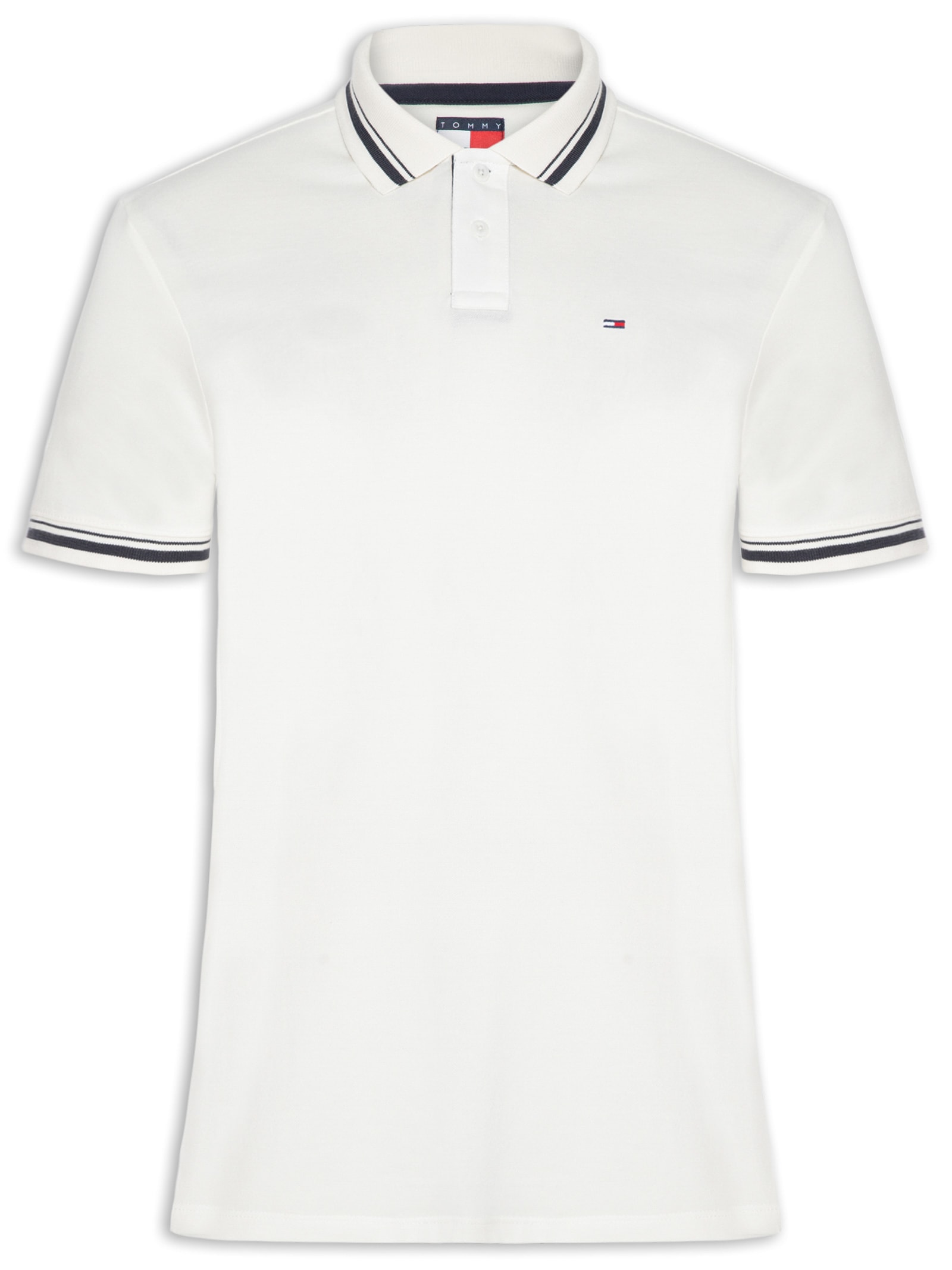 Polo Masculina Regular Fit Com Friso Branco Tommy Jeans
