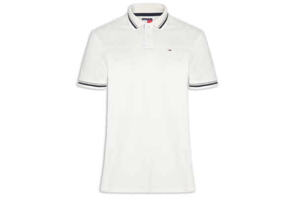 Polo Masculina Regular Fit Com Friso - Branco