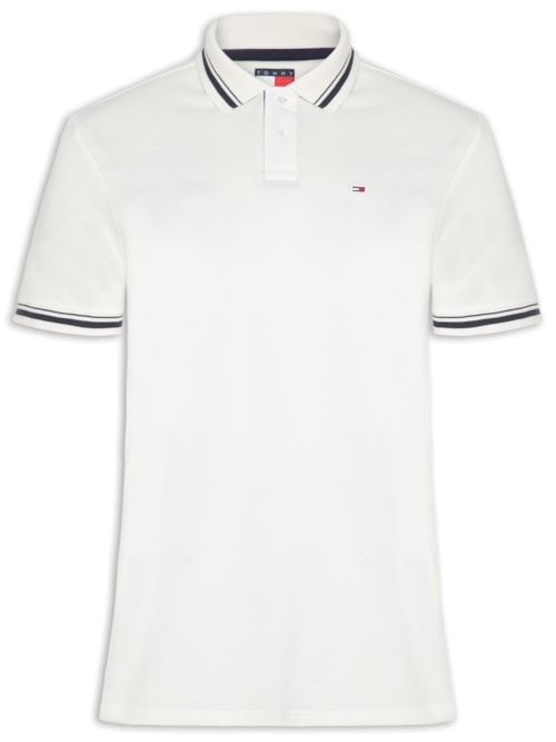 Polo Masculina Regular Fit Com Friso – Branco