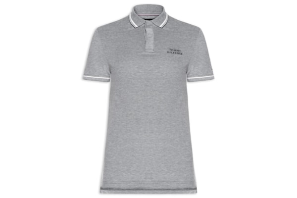 Polo Masculina Regular Fit Com Friso Duplo - Cinza