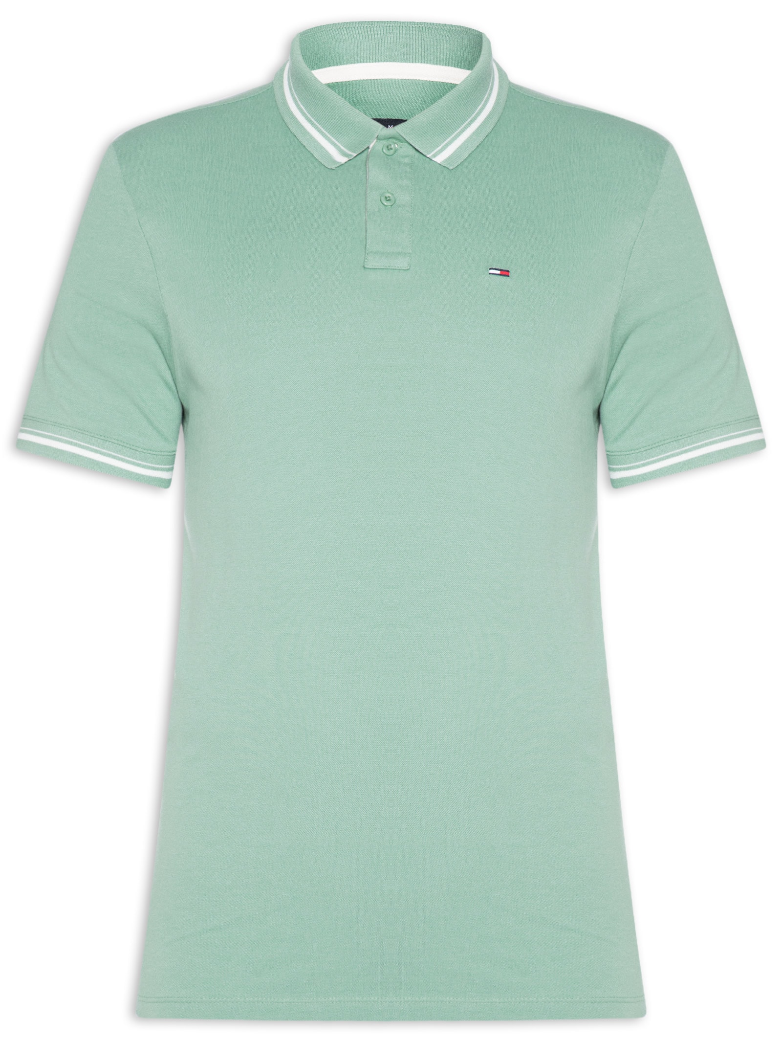 Polo Masculina Regular Fit Com Friso E Vista Contrastante Verde Tommy Jeans