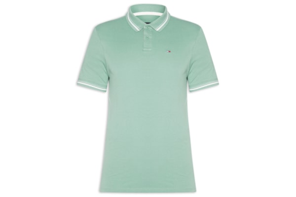 Polo Masculina Regular Fit Com Friso E Vista Contrastante - Verde