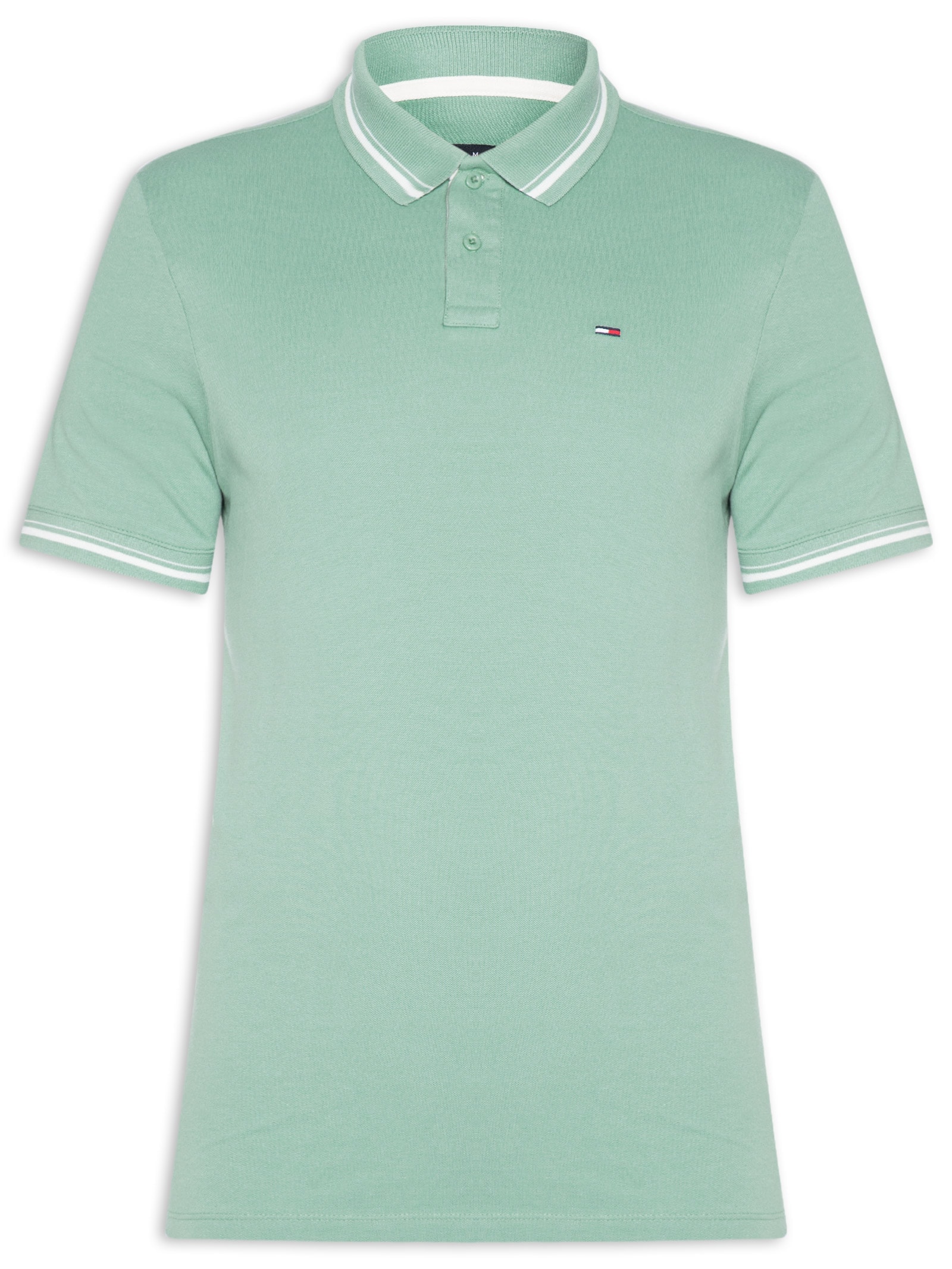 Polo Masculina Regular Fit Com Friso E Vista Contrastante Verde Tommy Jeans