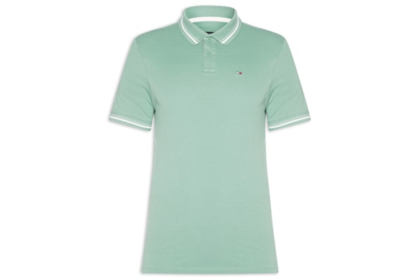 Polo Masculina Regular Fit Com Friso E Vista Contrastante - Verde