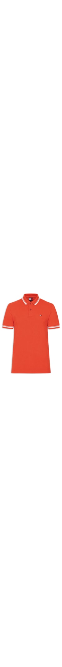 Polo Masculina Regular Fit com Frisos - Laranja