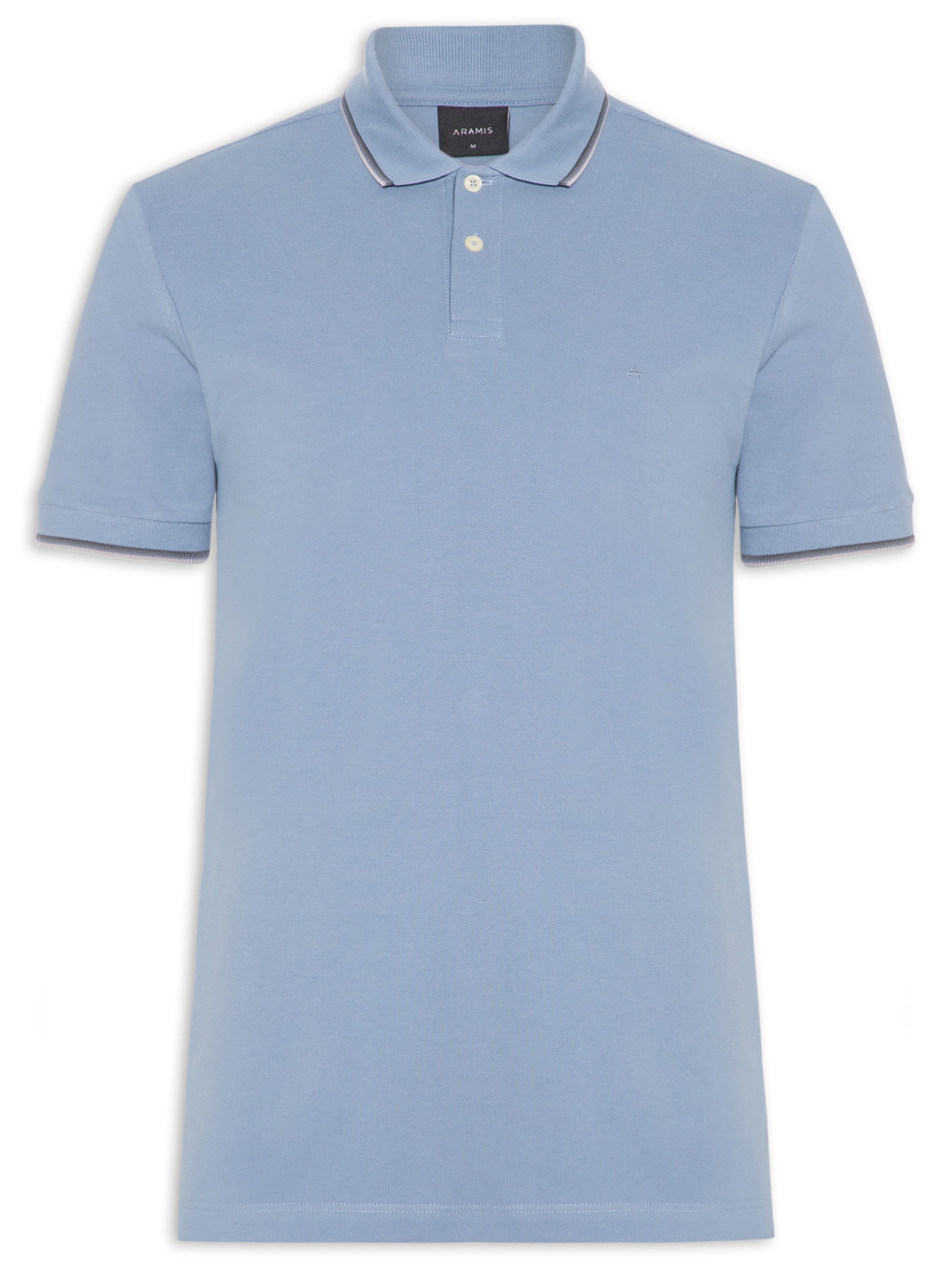 Polo Masculina Regular Fit com Frisos – Azul Aramis