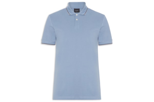 Polo Masculina Regular Fit com Frisos – Azul