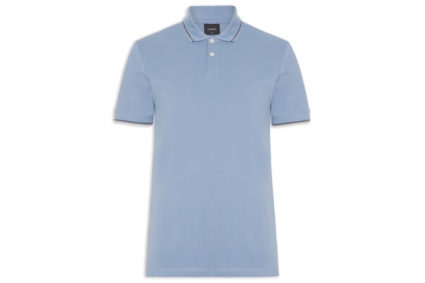 Polo Masculina Regular Fit com Frisos – Azul