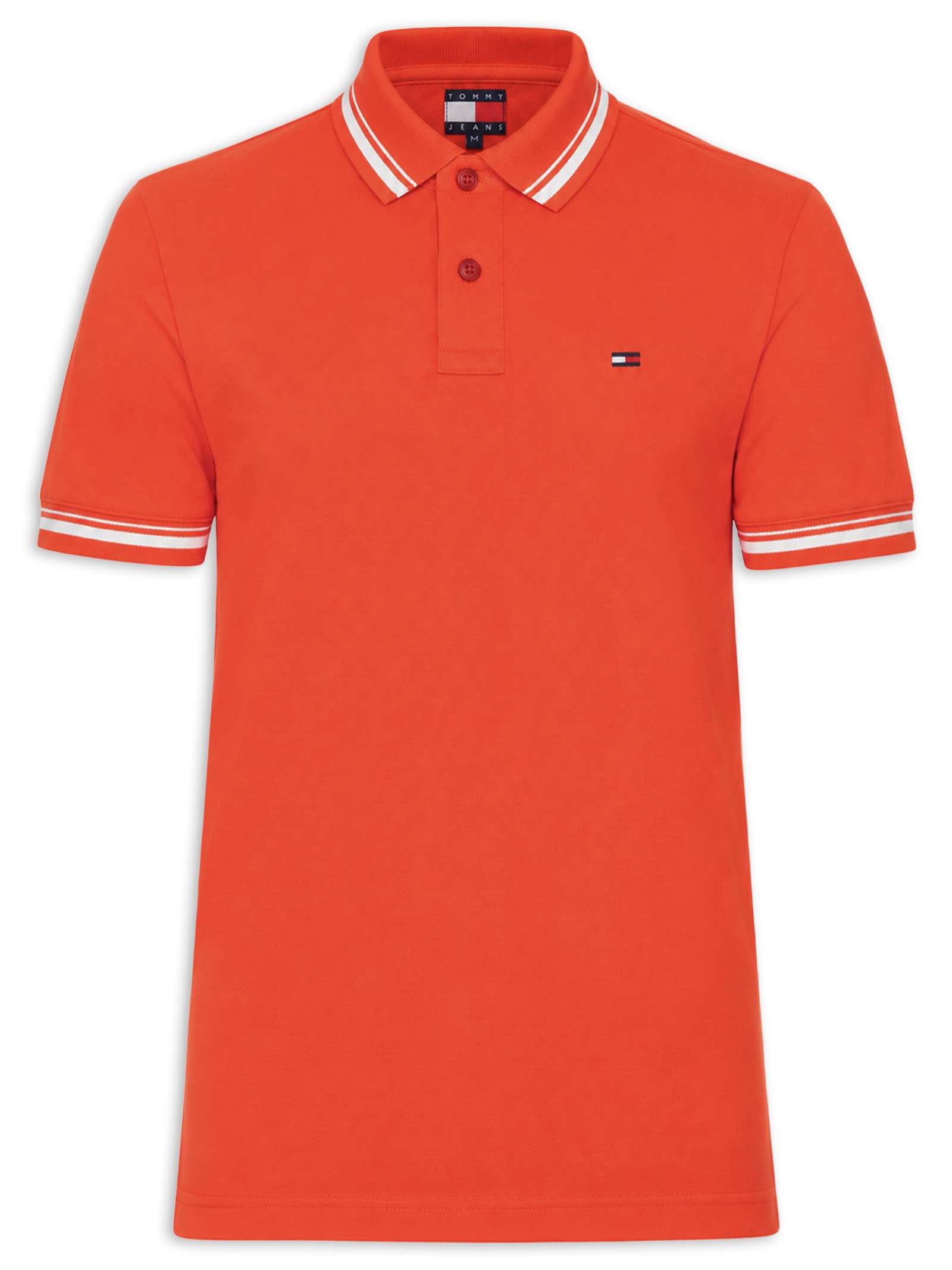 Polo Masculina Regular Fit com Frisos – Laranja Tommy Jeans