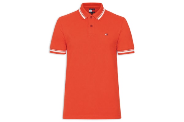 Polo Masculina Regular Fit com Frisos – Laranja