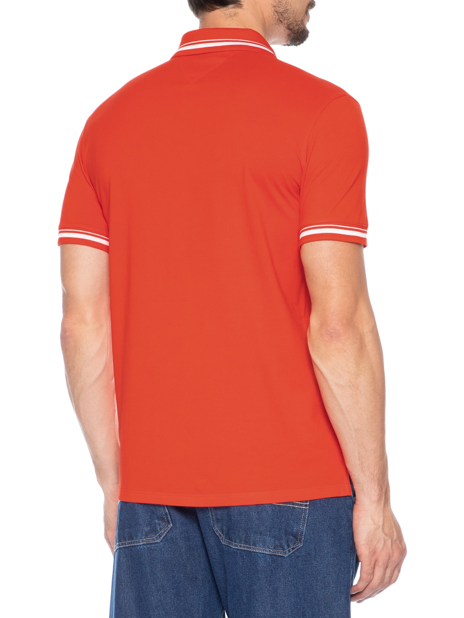 Polo Masculina Regular Fit com Frisos – Laranja Tommy Jeans
