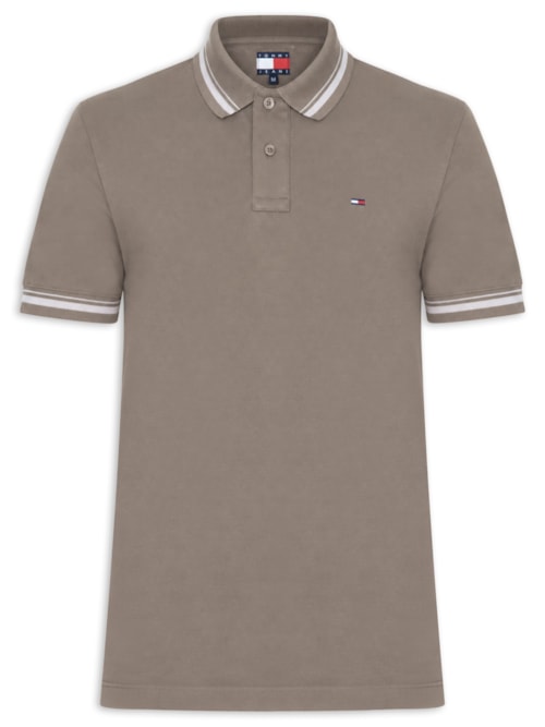 Polo Masculina Regular Fit com Frisos – Marrom