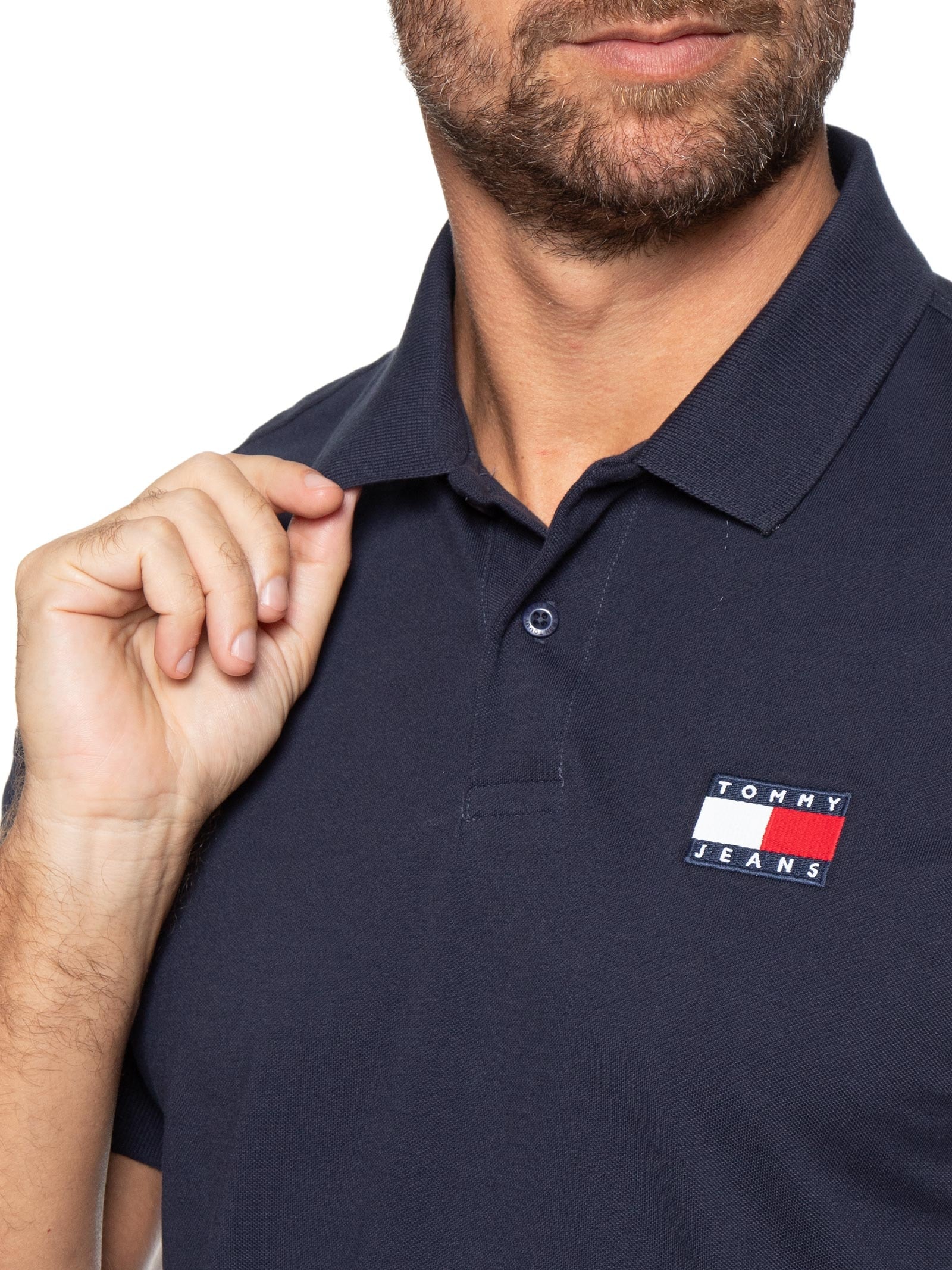 Polo Masculina Regular Fit com Logo Azul Tommy Jeans
